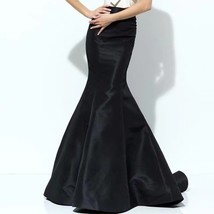 BLACK Taffeta Mermaid Skirt Outfit Women Custom Plus Size Mermaid Maxi Skirt image 2