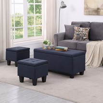 Large Storage Ottoman Bench Set, 3 In 1 Combination Ottoman, Tufted Ottoman - Da - £153.21 GBP