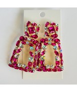 Pink Rhinestone Statement Drop Crystal Earrings Barbiecore - £12.45 GBP