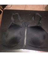 Pink Victoria Secret Black Zip Front Sports Bra Wire Free SZ Medium EUC - $9.90