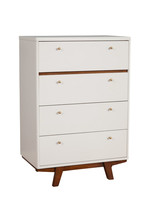 30" Brown and White Solid Wood Four Drawer Chest - €769,32 EUR