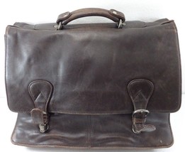 Kenneth Cole NY Brown Leather Briefcase Distress Look No Shoulder Strap - £31.08 GBP