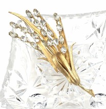 2Ct Oval Simulated Rhinestone Wheat Ears Elegant Brooch Pin 14K Yellow Gold Over - £124.59 GBP