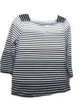 Talbots Shirt Top  Womens Size Small Black White Stripes Stretch Nautical Summer - £16.46 GBP