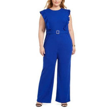 Betsey Johnson Womens Blue Jewel Neck Wide Leg Jumpsuit Size 18W - £47.16 GBP