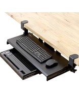 Large Keyboard Tray Under Desk Pull Out C Clamp Mount with Pencil Storag... - $156.21 CAD