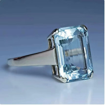 AAA+Quality Natural Aquamarine 6.00 Carat,925 Sterling Silver, Handmade Ring - £39.90 GBP