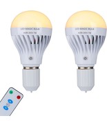 Warm White 2 Pack Of 7W Battery-Powered Led Magic Bulb With Remote Contr... - $728.96 MXN