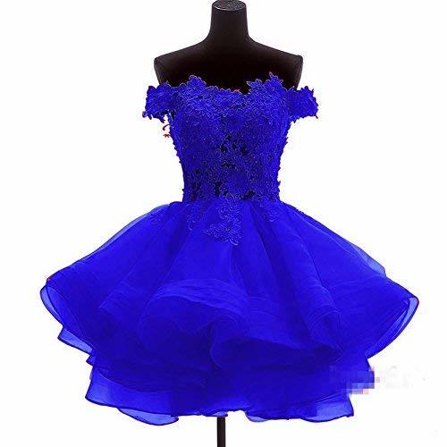 Floral Lace Sheer Off Shoulder Short Prom Homecoming Dresses Plus Size Royal Blu
