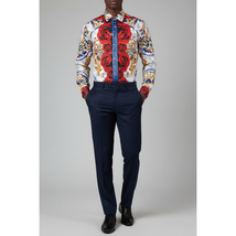 Men's Sports Shirt By Barocco Fashion Printed Long Sleeves Soft Feel EFS78 Multi image 10