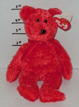 Vintage TY SIZZLE Bear Beanie Baby plush toy Red - $9.85