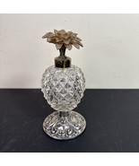 Vintage Glass Pineapple Perfume Bottle Atomizer Ornate Metal Base Floral... - $54.69 CAD