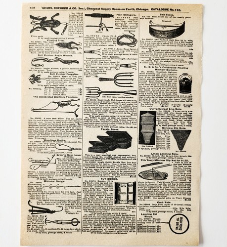 1900 Fishing Tackle Lures Advertisement Victorian Sears Roebuck 5.25 x 7" Item image 2