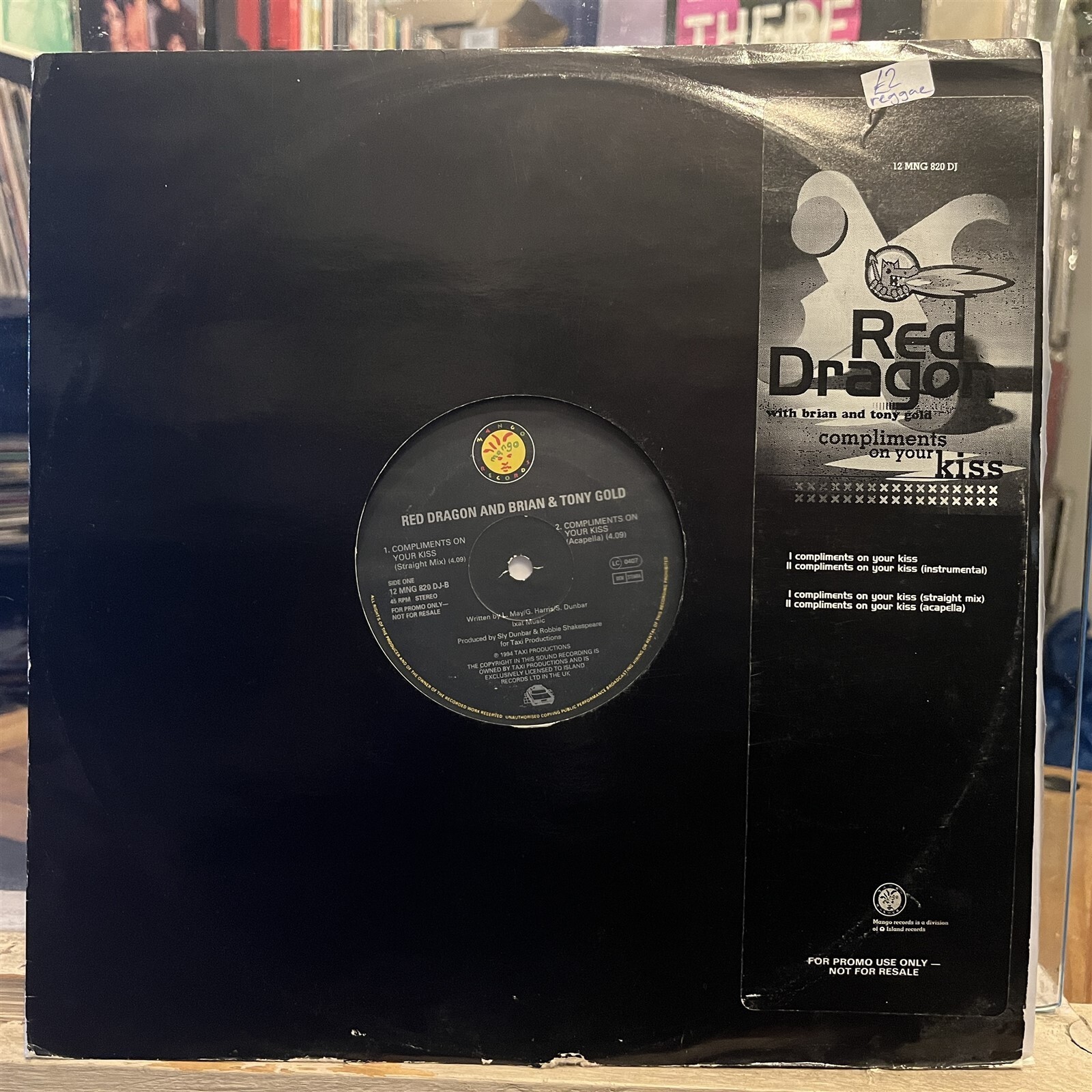 [REGGAE]~EXC 12&quot;~RED DRAGON~Compliments On Your Kiss~[1994~TAXI]~UK Import~ - $14.85