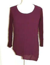 CHICO&#39;S BLOUSE Woman SIZE 0-Small Purple Long Sleeve Asymmetrical  Round... - $16.47