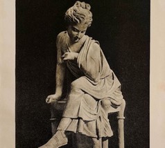1927 Sitting Girl Roman Statue Art Print Antique Statue Ephemera 10.25 x 7&quot; - £15.72 GBP