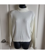 Women&#39;s Bobby Jones M White Cotton Turtleneck Cable Sweater Long Sleeve ... - $27.01 CAD