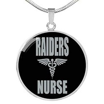 Express Your Love Gifts Raider Fan Necklace Circle Pendant Engraved Stainless St - $59.35