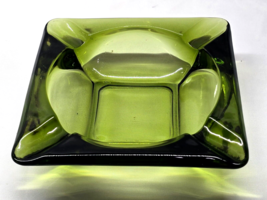 Vintage Anchor Hocking Green Glass Cigar Ashtray - 6 Inch, 1970s Retro Avocado - £11.46 GBP