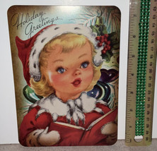 Christmas Decor Holiday Vintage Style Die Cut Cardboard Little Girl 5 X 7” - £3.15 GBP