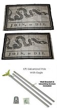 AES White Join Or Die 3&#39;x5&#39; Polyester 2 Ply Double Sided Flag with 6&#39; Galvanized - £27.52 GBP