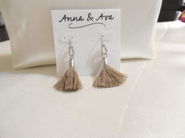 Anna &amp; Ava 2&quot; Silver Tone Dangle Khaki Tassel Earrings Y358 - $8.63