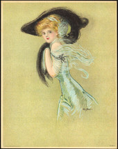 1909 Victorian Print - Lady with Black Hat and Black Scarf - £9.75 GBP