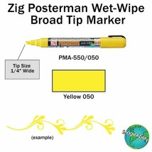 Yellow Liquid Chalk Marker Pen Broad 6mm Chisel Ti P Wet Wipe Zig Posterman PMA550 - £13.56 GBP