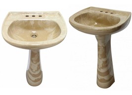 Mexican Talavera Pedestal Sink Handcrafted Ceramic - Cafe Marmoleado - - $11,222.06 MXN