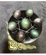 7pcs natural  Stone Sphere Rainbow Obsidian golden  Healing Stone Black ... - $88.00