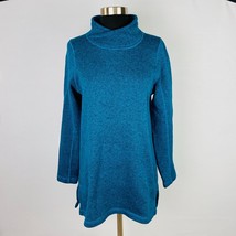 Lands End Sport Womens Pullover Sweater Mock Neck Dark Turquoise Size S 6 - 8 - £15.46 GBP