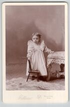 Antique Cabinet Card Child Portrait Toy Chair Lace Dress Macon Missouri ... - $39.99