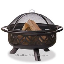 Oil Rubbed Bronze Outdoor Firebowl With Geometric Design - £186.30 GBP