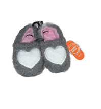 Wonder Nation Girls Gray Pink White Heart Plush Slippers Size 13-1 NEW - £10.98 GBP