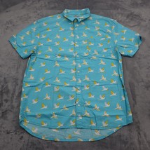 Quicksilver Shirt Mens XL Modern Fit Bird Print Short Sleeve Button Up Casual - £18.69 GBP