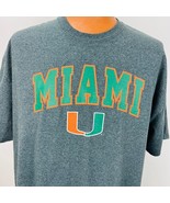 University of Miami Hurricanes NCAA XXL Logo T Shirt Gray Orange Gray - £23.69 GBP