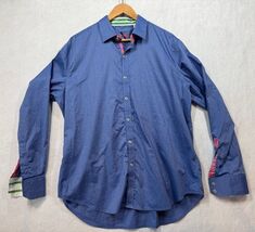 Robert Graham Shirt Bright Blue Flip Cuff Button Front Tailored Fit Men&#39;... - $24.49