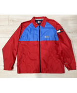 TOMMY JEANS Hilfiger Spell Out Flag Patch Full Zip Nylon Windbreaker 90s... - $59.34