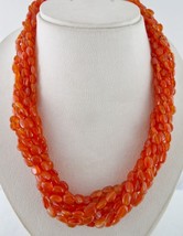 Orange Natural Carnelian Beaded Long 8 L 845 Ct Gemstone Silver Fashion Necklace - £165.00 GBP