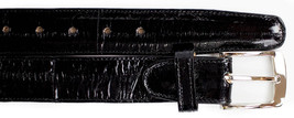 Men&#39;s Belvedere Belt Genuine Eel Hand Made Style 2002 Black - £182.62 GBP