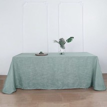 Dusty Blue 90X132&quot;&quot; Rectangular Premium Faux Burlap Polyester Tablecloth Wedding - £36.91 GBP