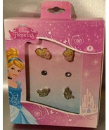 DISNEY PRINCESS CINDERELLA EARRINGS 3 Pack Of Stud Style - Princess Gift... - £11.74 GBP