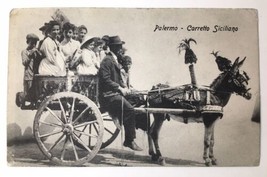 Antique PC Italian Donkey Cart Palermo Italy Foreign Victorian Era Divid... - £5.49 GBP