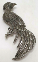 Pheasant Brooch Rhinestone on Eye and On Tail 3 Inches Long Vintage - $33.94