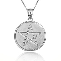 925 Sterling Silver Wiccan 5 Point Star Spiritual Medallion Pendant Necklace - $24.90+