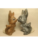 KISSING BUNNY RABBITS 2 INDIVIDUAL BOY &amp; GIRL BUNNIES HAND PAINTED - £5.42 GBP