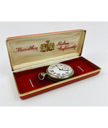 ANTIQUE MARATHON SILVER-PLATED 18 RUBIES POCKET WATCH WITH BOX - $203.10 CAD