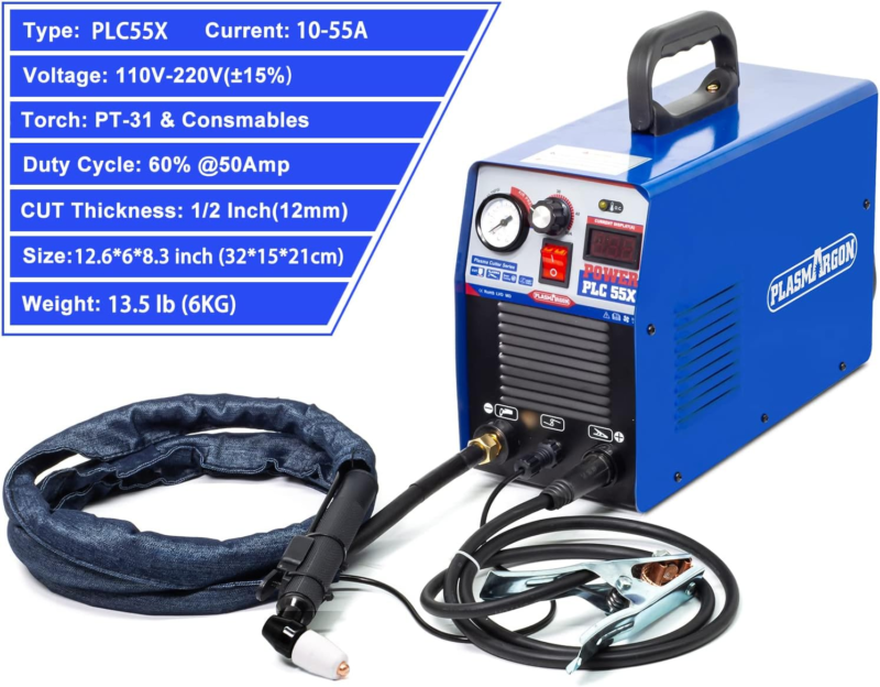 PLASMARGON CUT55 55A IGBT Plasma Cutter – 110/220V Dual Voltage, Air HF Inverter Cutter