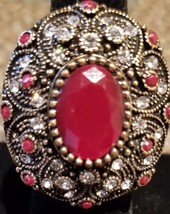 Handcrafted ~ Hurrem Sultan ~ Turkish Goldtone Ring Gemstones ~ Size 8 ~ Jewelry - £14.95 GBP