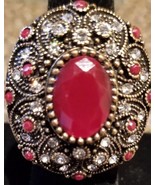 Handcrafted ~ Hurrem Sultan ~ Turkish Goldtone Ring Gemstones ~ Size 8 ~... - £14.98 GBP